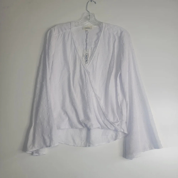 L'agence Mei Bell-Slevee Surplice Blouse Top white Sz XS - Picture 2 of 10